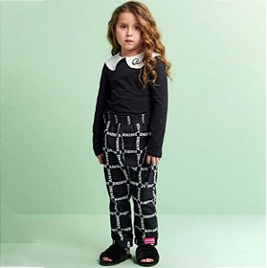Calça jeans estampada grid | Animê