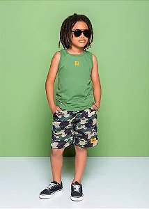 Conjunto bermuda camuflada e regata | Digi