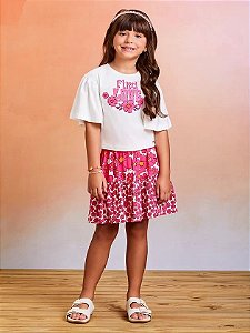 Conjunto com saia floral pink | Momi