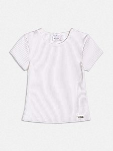 Blusa básica branca canelada | Animê