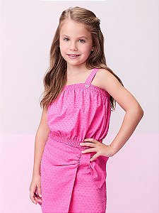 Conjunto pink maquinetado com laço | Momi