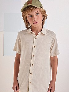Camisa de linho cru de manga curta | Youccie