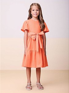 Vestido laranja com laço | Momi