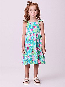 Vestido verde com estampa floral | Momi
