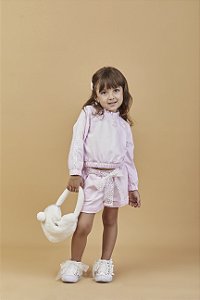 Conjunto moletinho rosa com renda bordada | Gabriela Aquarela