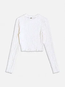 Blusa off white manga longa texturizada | Iam Authoria