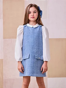 Conjunto de tweed azul com lapelas | Animê