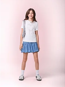 T-Shirt off white com pedrarias do Mickey | Iam Authoria