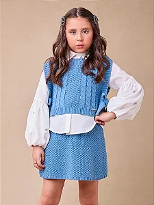 Conjunto tricô azul com laços | Animê