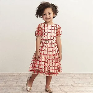 Vestido Tule bege com vermelho | Animê