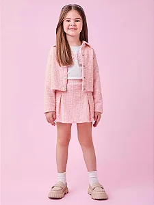 Casaco rosa de tweed com brilho | Momi