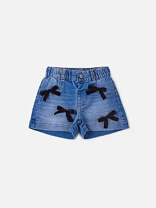 Short jeans com laços de veludo | Animê