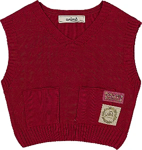 Colete pink tricot com bolso | Animê