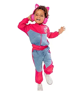 Conjunto calça e bomber pink com brilho | Gabriela Aquarela