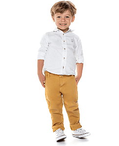 Conjunto social com calça laranja mostarda | Digi