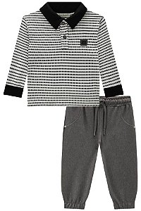 Conjunto camisa polo e calça jogger of white | Luc.boo
