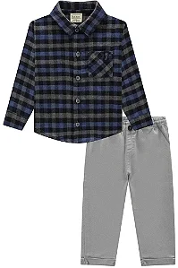 Conjunto camisa xadrez e calça sarja | Luc.boo