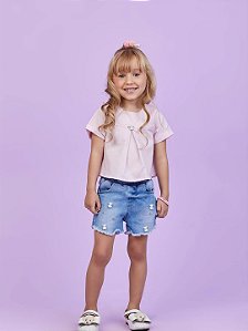 Conjunto bordado com bata algodão rosa | Gabriela Aquarela
