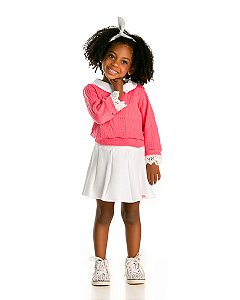 Conjunto short saia e blusa trico rosa | Gabriela Aquarela