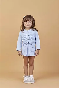 Conjunto short saia e casaqueto azul | Gabriela Aquarela