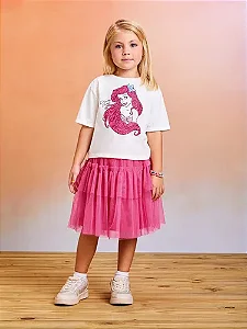 Saia de tule com babado pink chicle | Momi