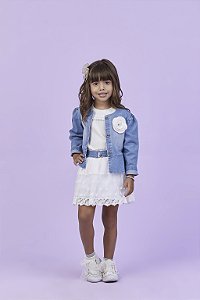 Conjunto saia de renda em tule e jaqueta |  Gabriela Aquarela