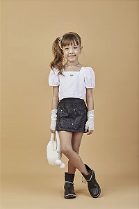 Conjunto like leather e aplicações de flores | Gabriela Aquarela