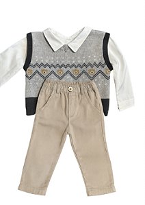 Conjunto social colete e calça bege | Luc.boo