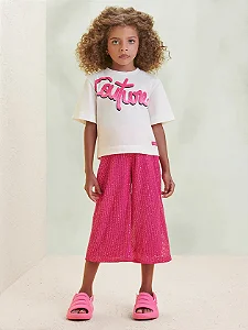 Conjunto com calça de paetê pink | Animê