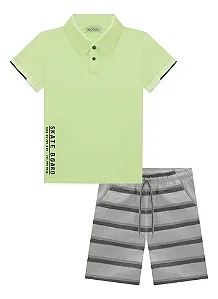 Conjunto camisa polo e bermuda listrada | Luc.Boo