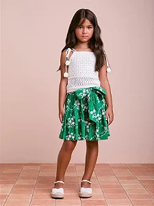 Conjunto blusa de tricot e saia de laise | Animê