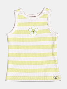 Regata listrada amarela com patch flor | Momi