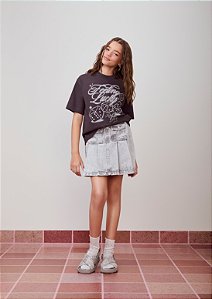 T-shirt comfort grafite escuro com strass | Iam Authoria