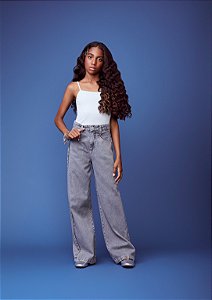 Calça wide com tachas preto | Iam Authoria