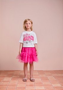 Conjunto blusa e saia de tule rosa | Animê