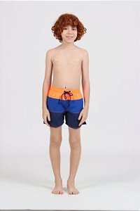 Short Samuel Flour trê cores laranja e azul | Siri Kids 40523