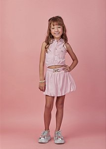 Cojunto saia ballone rose e camisa | Gabriela Aquarela