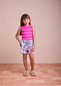 Short jeans com estampa de bota rosa | Animê