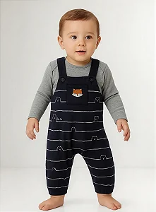 Body e jardineira cinza escuro | Luc.boo