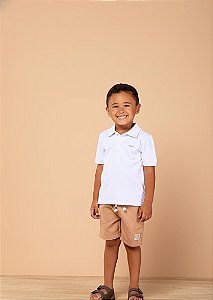 Conjunto bermuda em fibrado e polo com recorte | DIGI