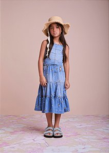 Conjunto jeans com estampa de abelhas | Animê