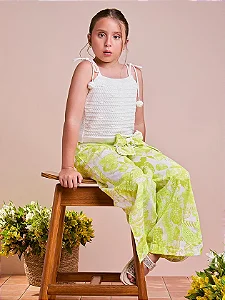 Conjunto calça e copped floral neon | Animê