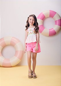 Conjunto regata florida e short sarja | Momi