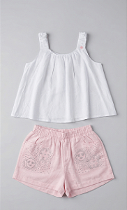 Conjunto em sarja strass e bata | Gabriela Aquarela