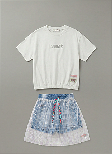 Conjunto blusa e short saia holografica | Animê