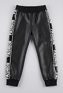 Calça de couro com faixa fashion | Animê