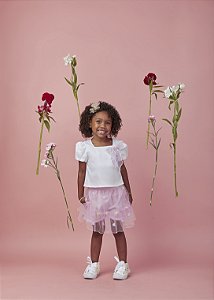 Conjunto saia tule e blusa com laço | Gabriela Aquarela