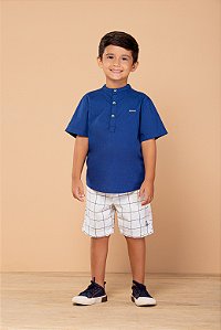 Conjunto xadrez e bata azul marinho | DIGI