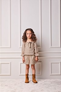 Conjunto blusa manga longa e short bordados | Animê