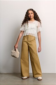 Blusa de tule com babados off white | Authoria